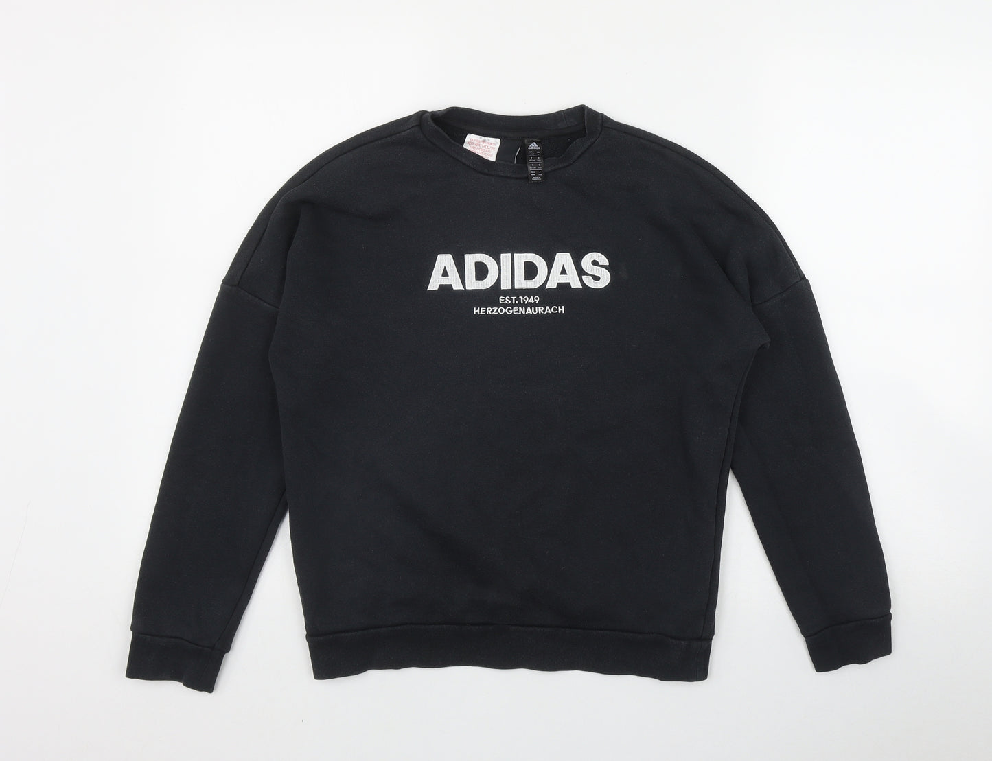 adidas Boys Black  Cotton Pullover Sweatshirt Size 11-12 Years  Pullover
