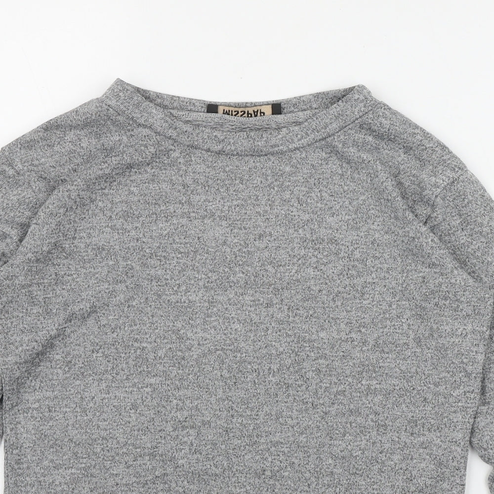 Misspap Womens Grey Round Neck  Polyester Pullover Jumper Size 6