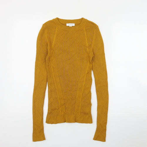 Topshop Womens Yellow Round Neck  Viscose Pullover Jumper Size S