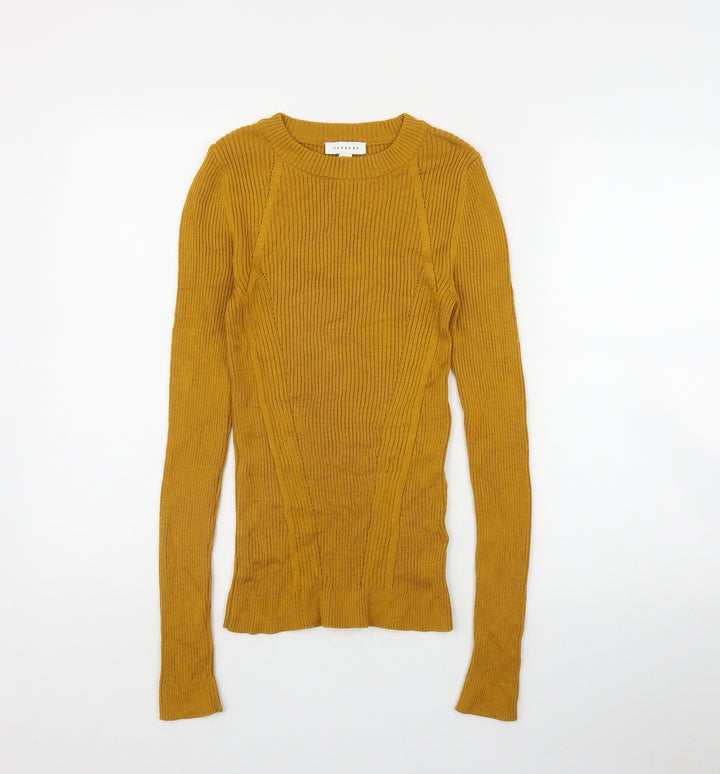 Topshop Womens Yellow Round Neck  Viscose Pullover Jumper Size S