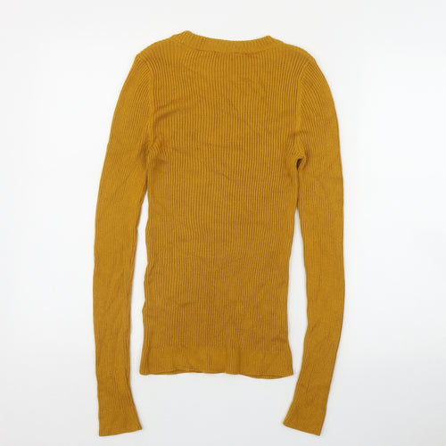 Topshop Womens Yellow Round Neck  Viscose Pullover Jumper Size S