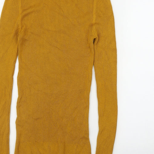Topshop Womens Yellow Round Neck  Viscose Pullover Jumper Size S