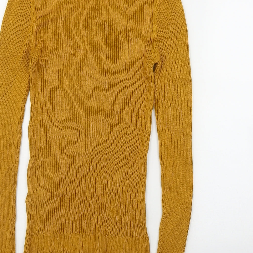 Topshop Womens Yellow Round Neck  Viscose Pullover Jumper Size S