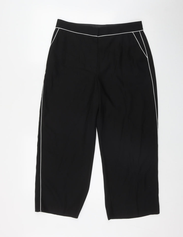 F&F Womens Black  Polyester Trousers  Size 12 L22 in Regular Zip