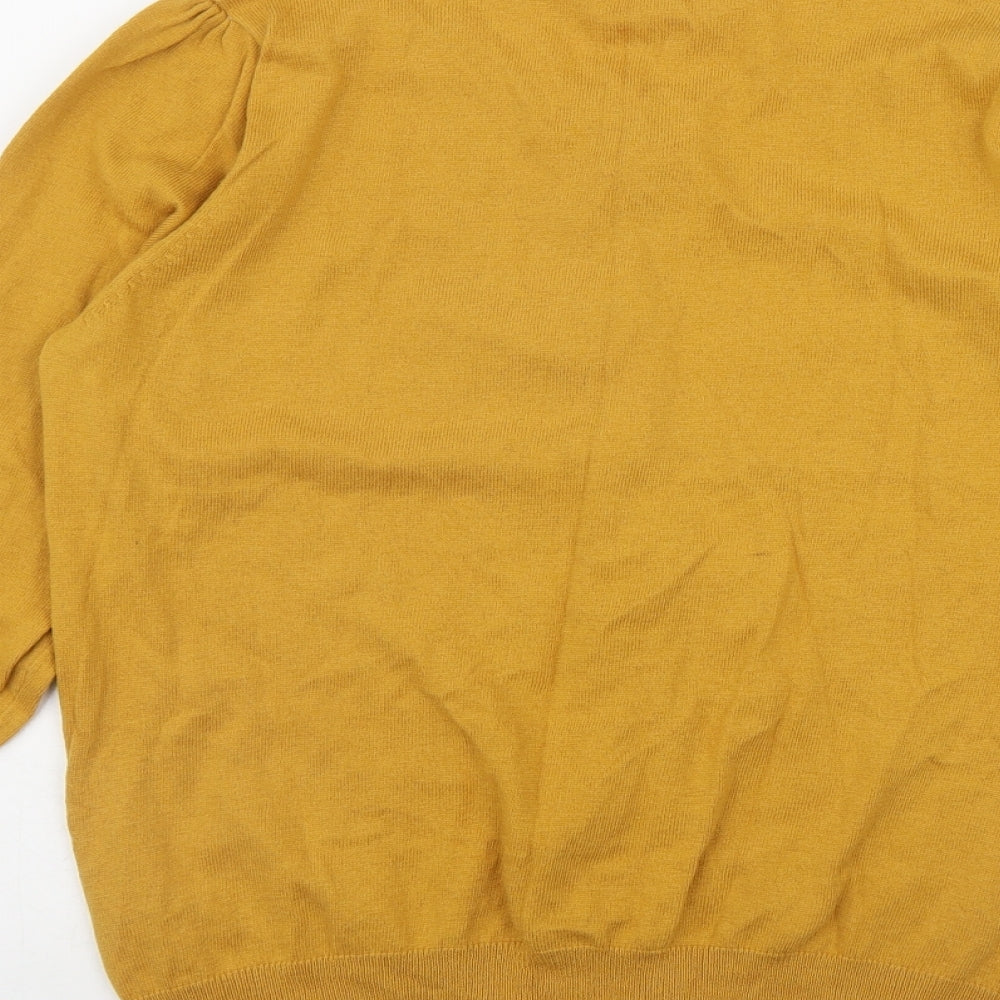 NEXT Womens Yellow Round Neck  Cotton Cardigan Jumper Size 12