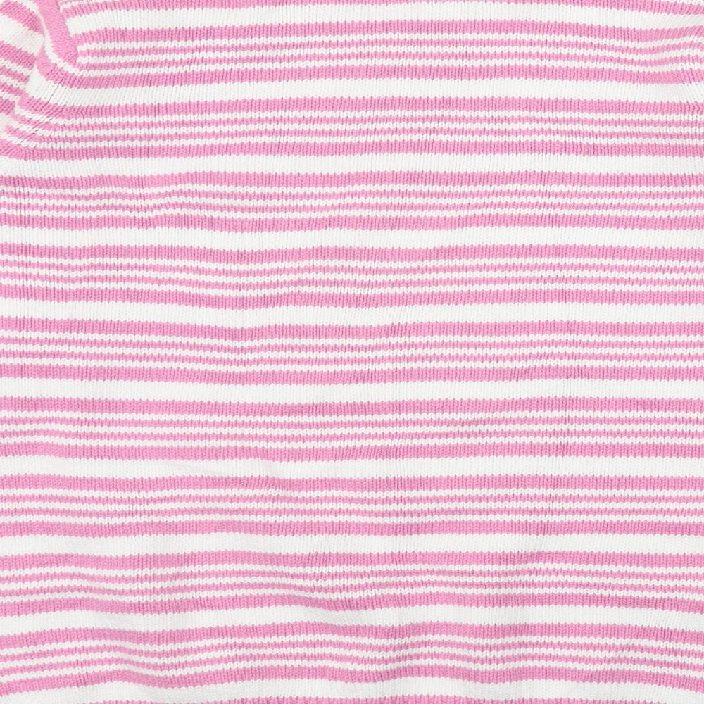Edinburgh Woolen Mill  Womens Pink Round Neck Striped Cotton Pullover Jumper Size M
