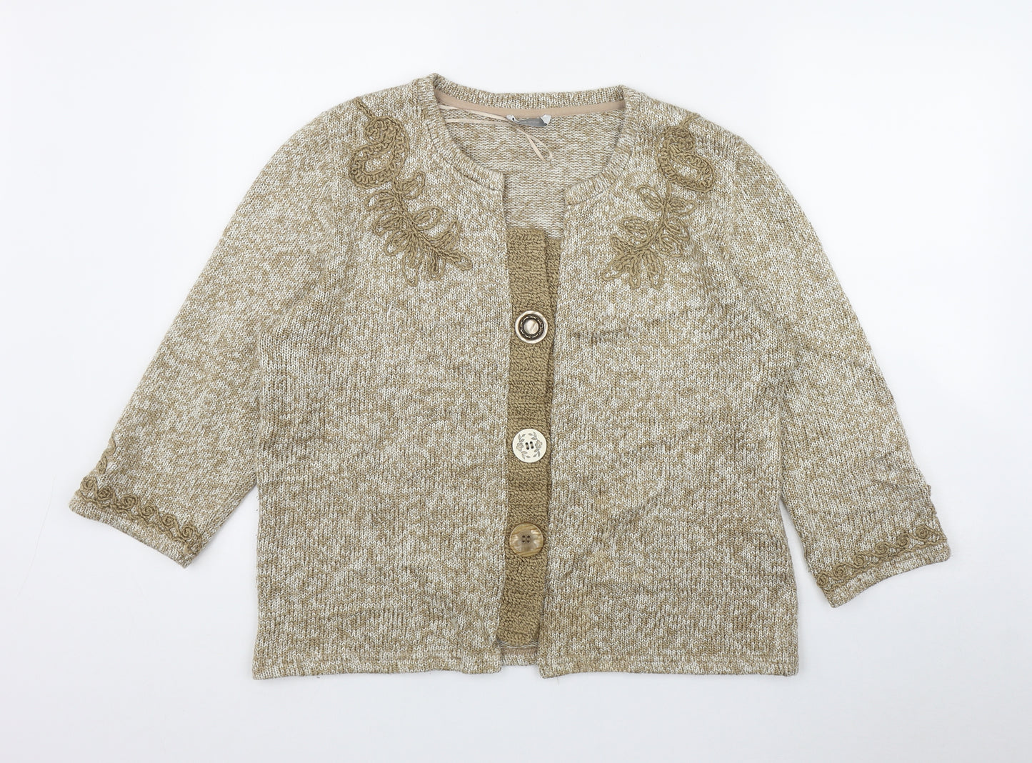 Per Una Womens Beige Round Neck  Acrylic Cardigan Jumper Size XL