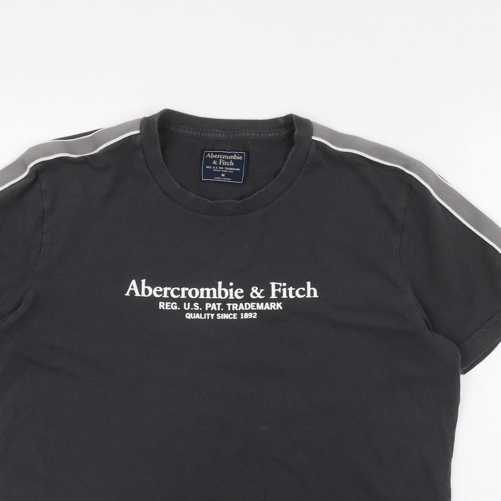 Abercrombie & Fitch Mens Grey  Cotton  T-Shirt Size M Round Neck