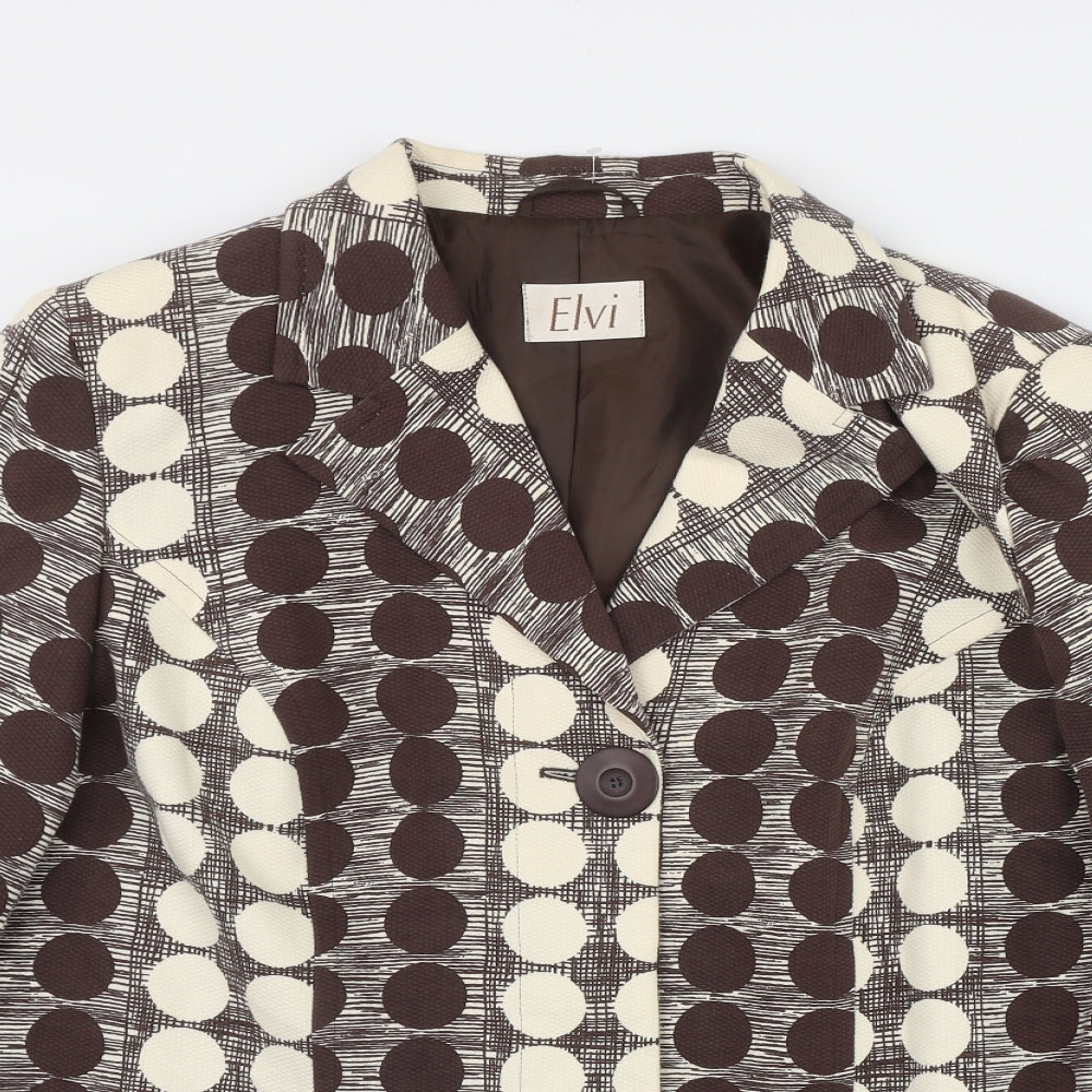 ELVI Womens Brown Polka Dot  Jacket Blazer Size 22  Button