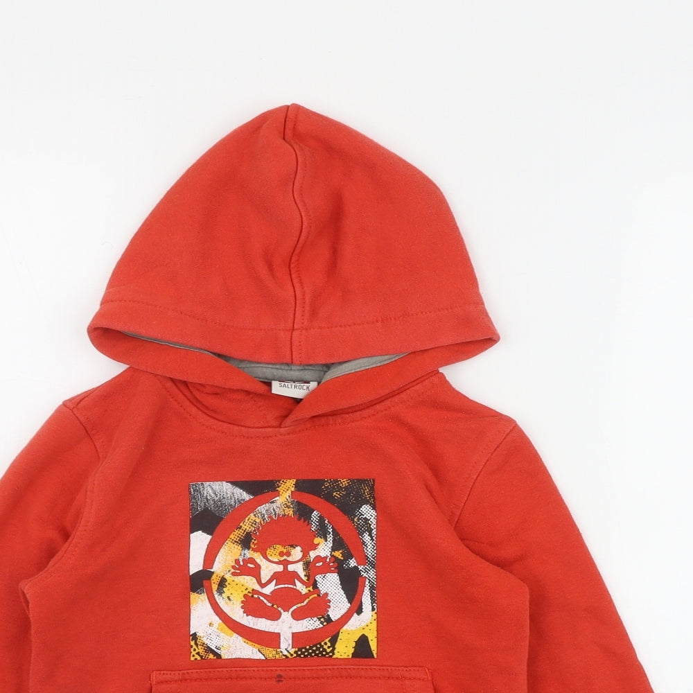 Saltrock Boys Red  Cotton Pullover Hoodie Size 2-3 Years  Pullover