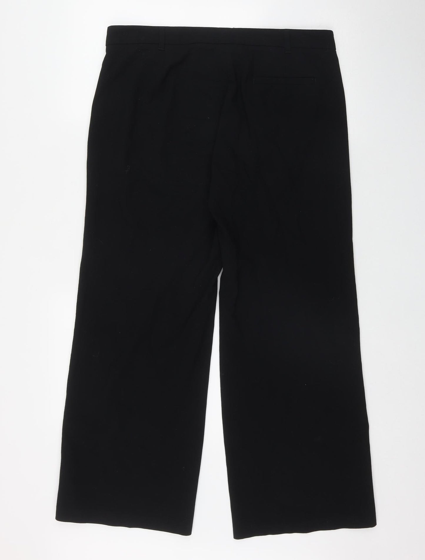 Marks and Spencer Womens Black  Polyester Trousers  Size 14 L28 in Regular Zip