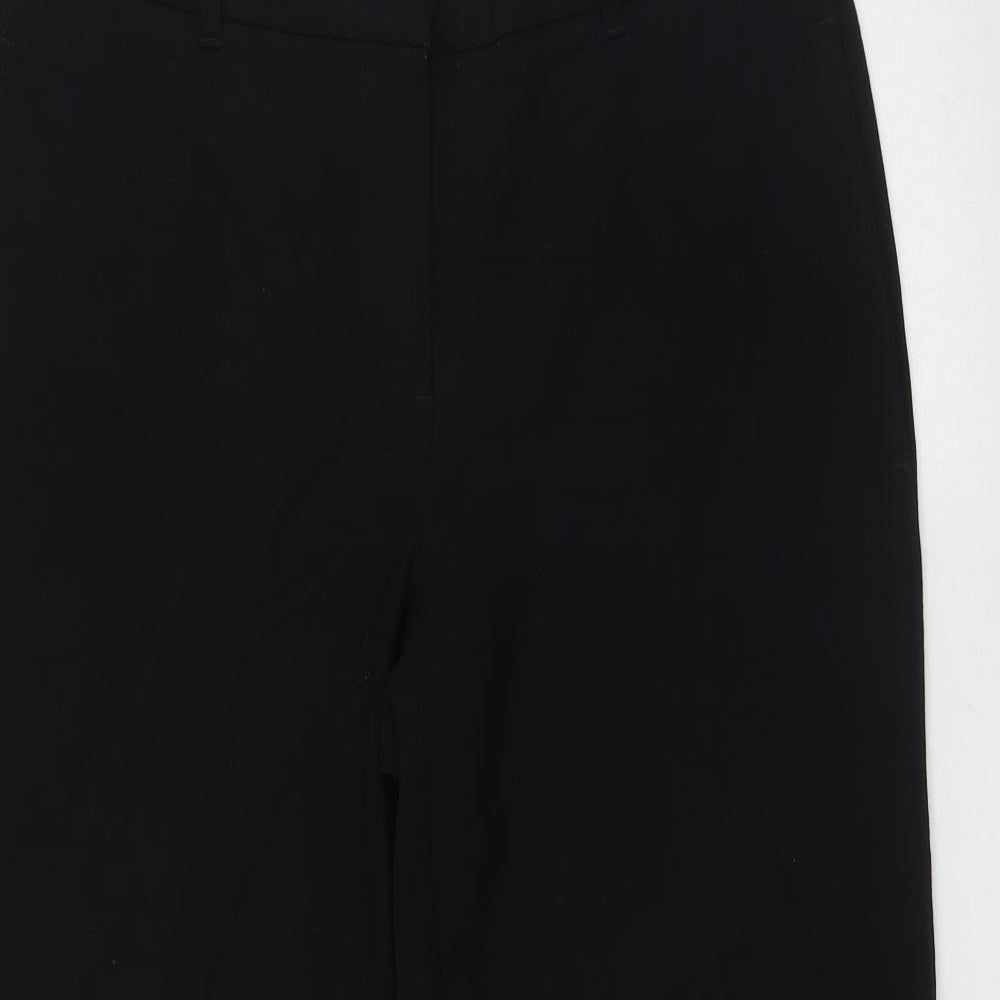 Marks and Spencer Womens Black  Polyester Trousers  Size 14 L28 in Regular Zip
