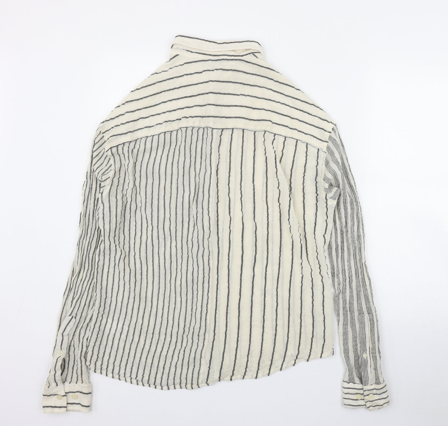 ASOS Mens Ivory Striped Cotton  Button-Up Size S Collared Button