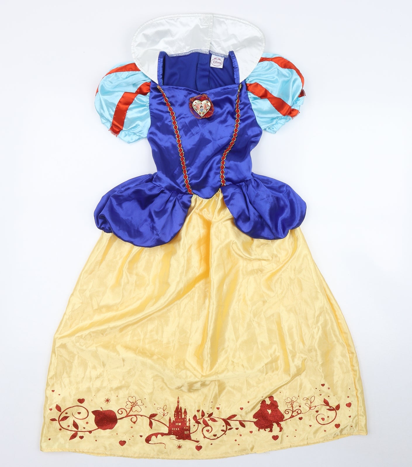 F&F Girls Yellow  Polyester Fit & Flare  Size 7-8 Years  Sweetheart Hook & Loop - Fancy Dress Snow White