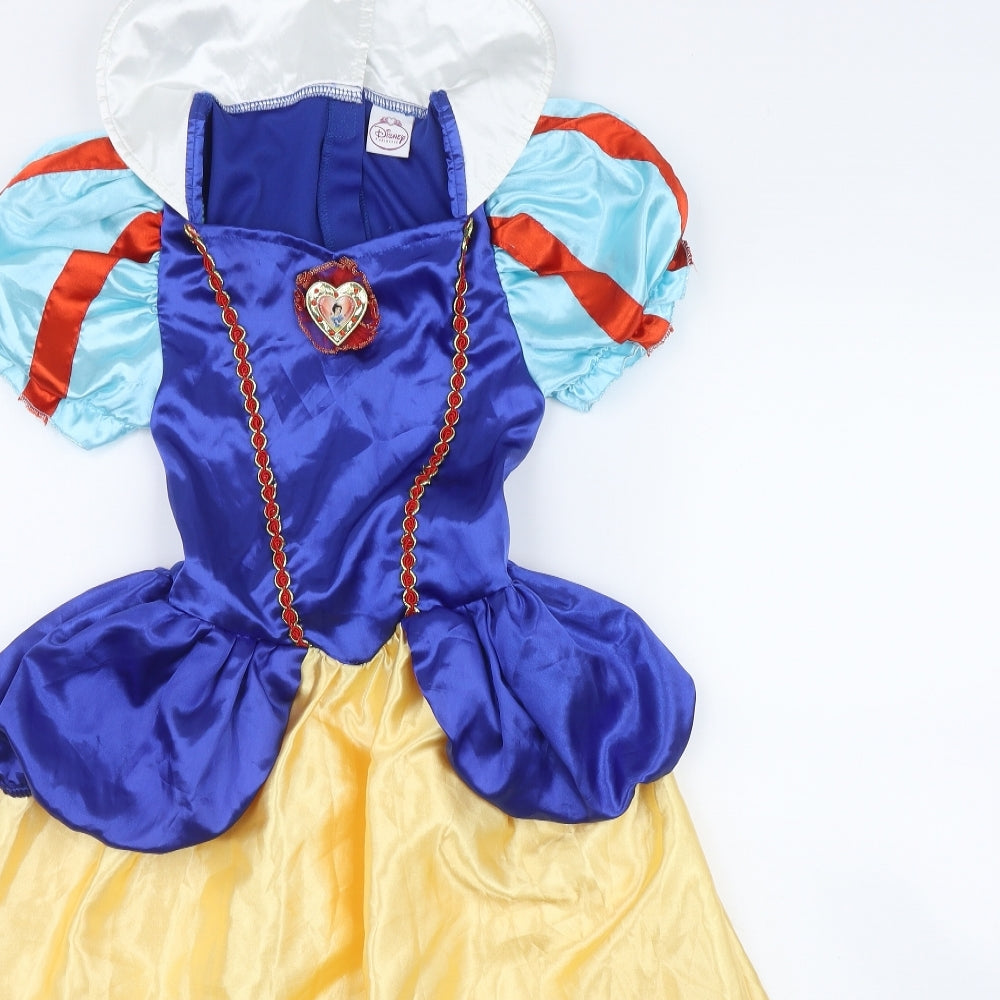 F&F Girls Yellow  Polyester Fit & Flare  Size 7-8 Years  Sweetheart Hook & Loop - Fancy Dress Snow White