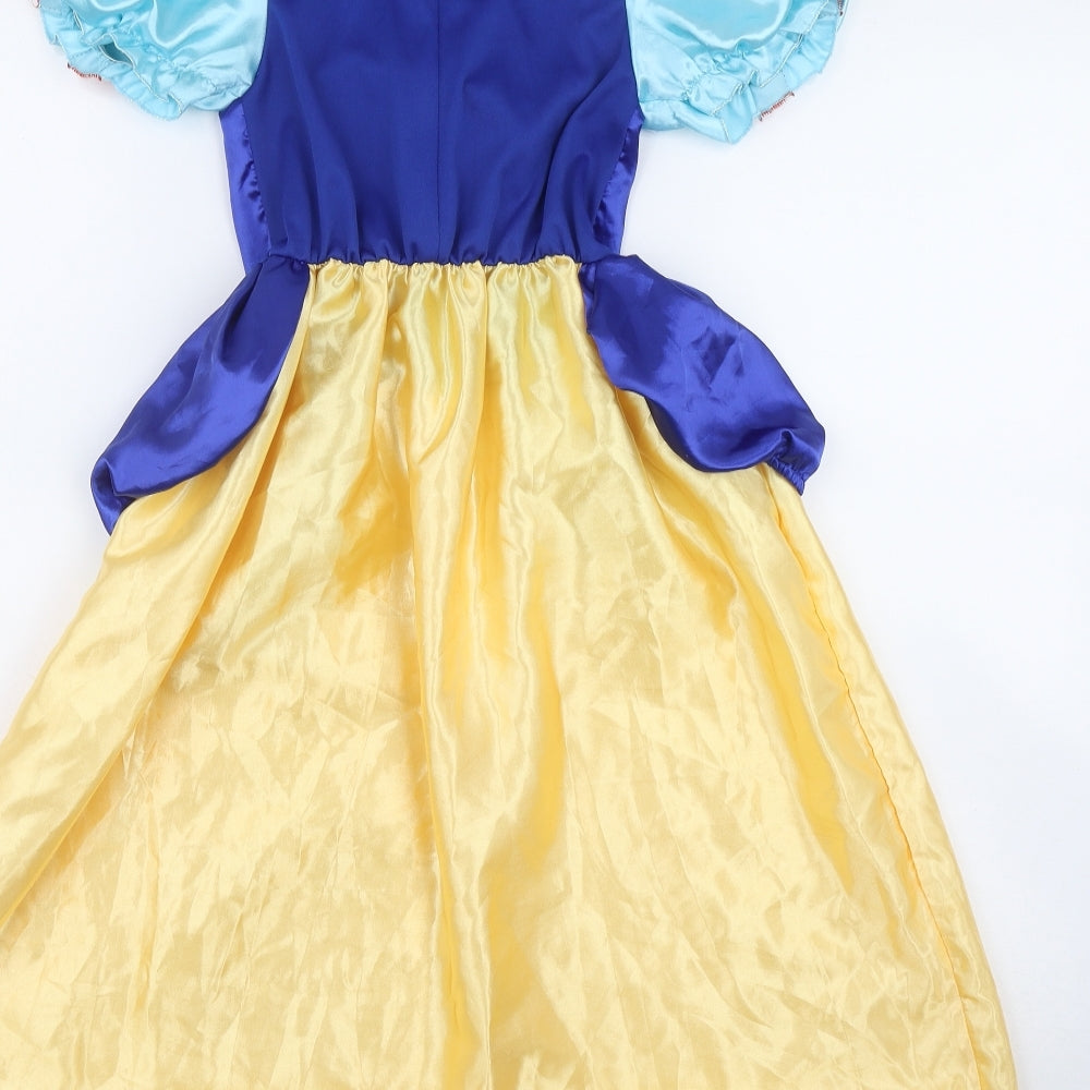 F&F Girls Yellow  Polyester Fit & Flare  Size 7-8 Years  Sweetheart Hook & Loop - Fancy Dress Snow White