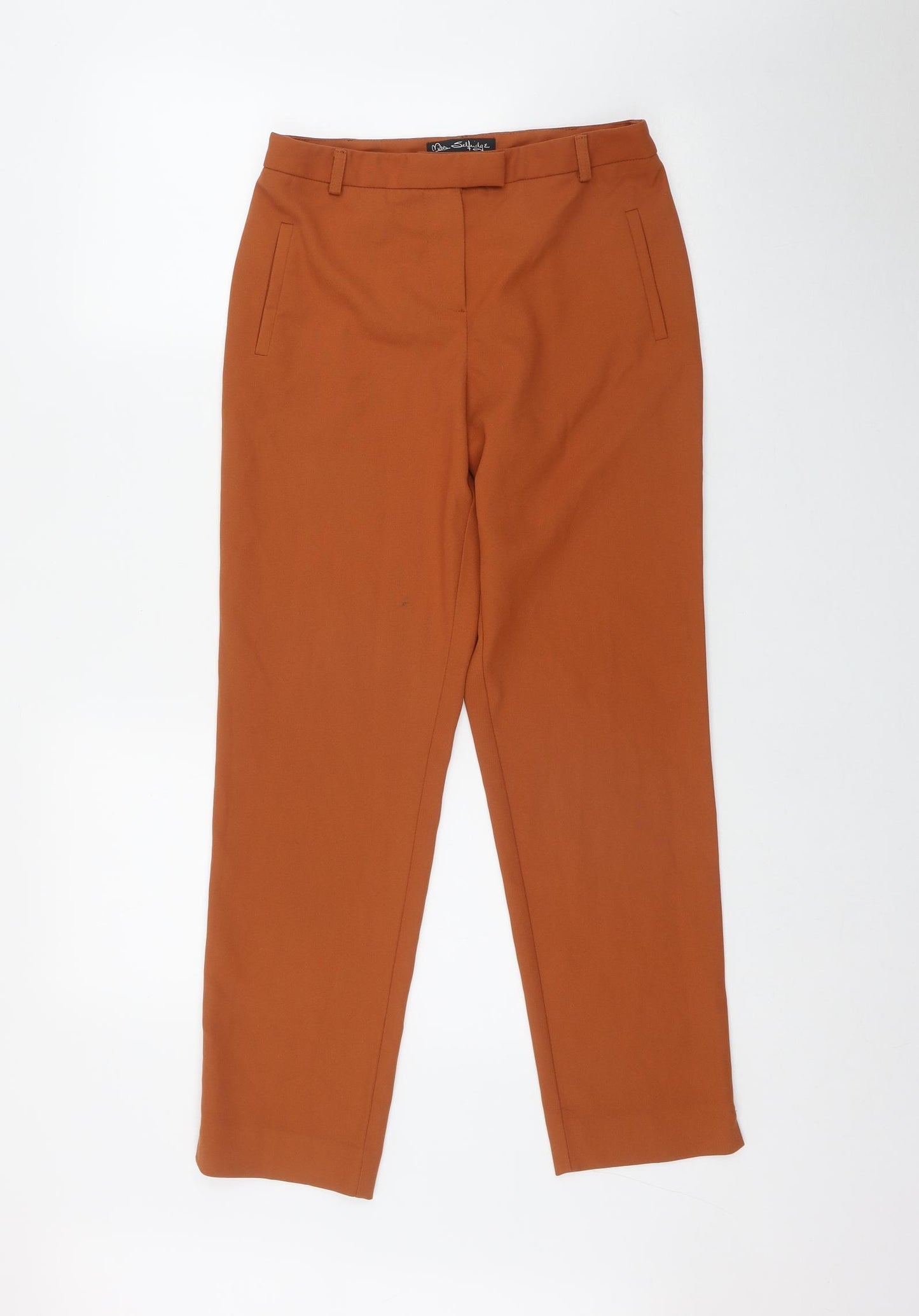 Miss Selfridge Womens Orange  Polyester Trousers  Size 8 L27 in Regular Zip