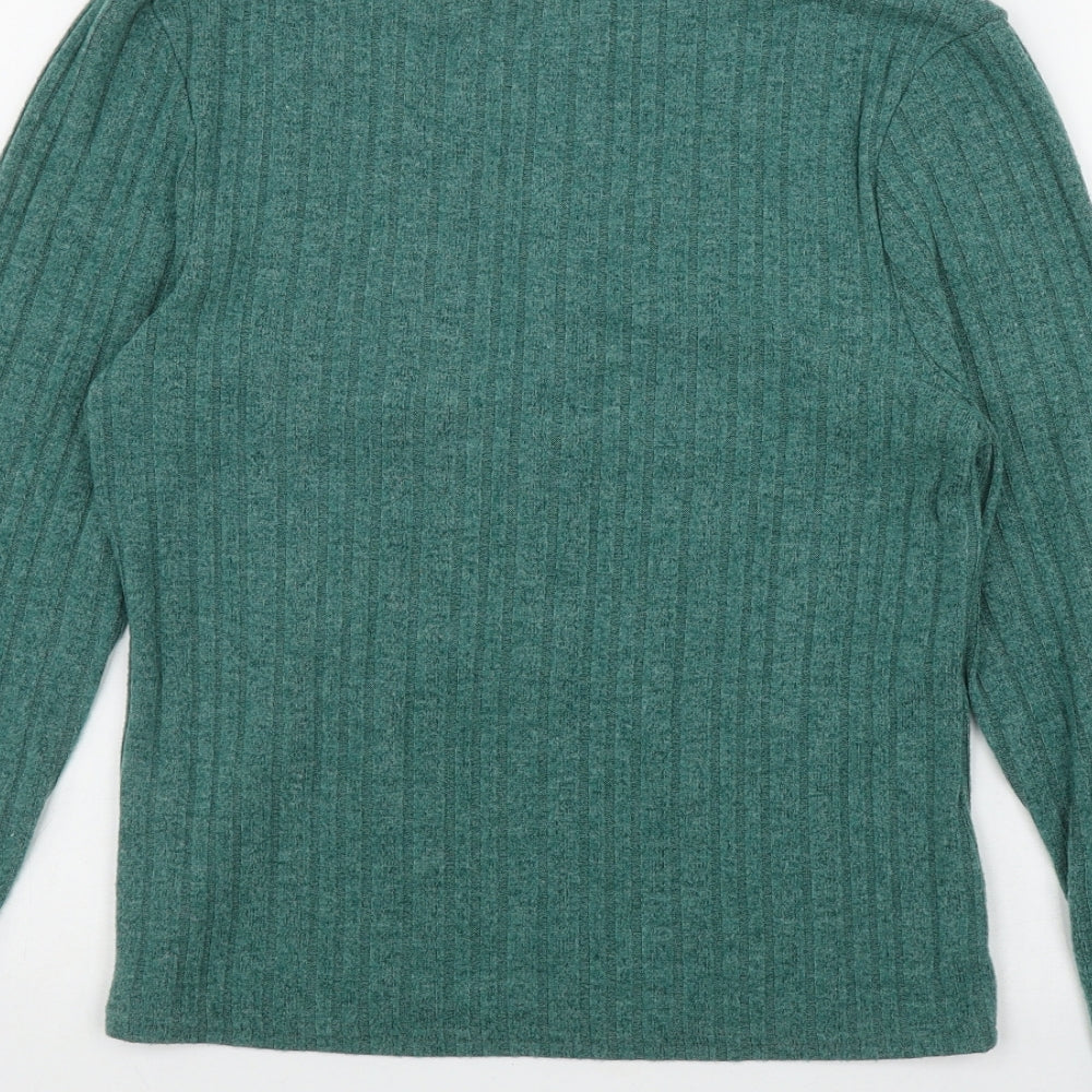 Primark Womens Green  Polyester Basic T-Shirt Size 6 V-Neck