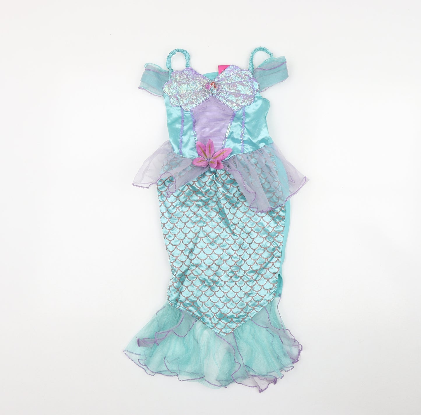 Disney Girls Green  Polyester Fit & Flare  Size 5-6 Years  Off the Shoulder Pullover - Fancy Dress Little Mermaid