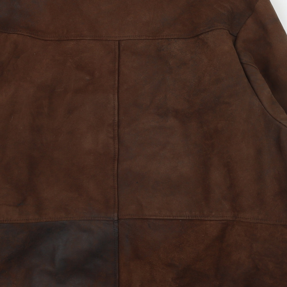 Genuine Leather Mens Brown   Jacket  Size 2XL  Button