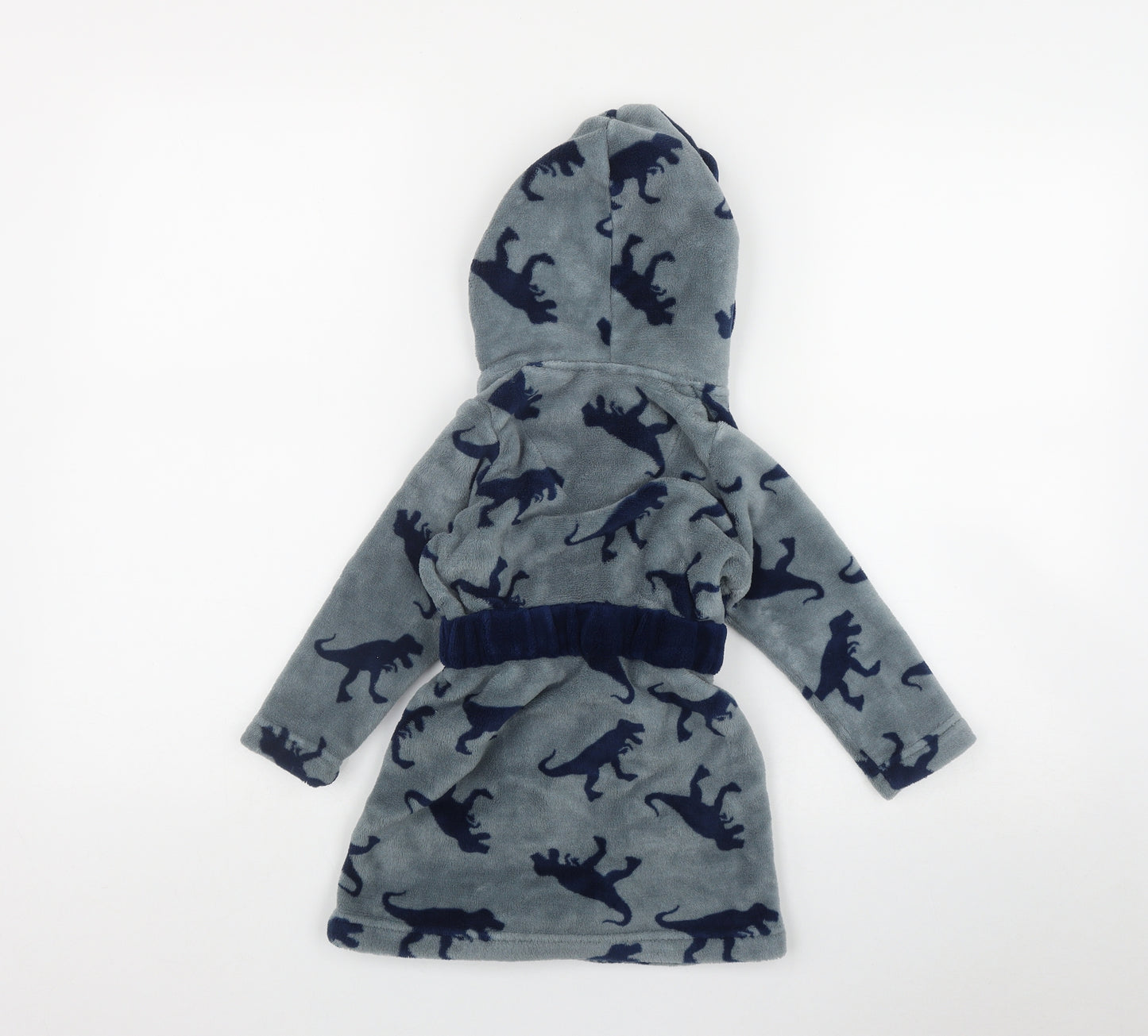 TU Boys Blue Geometric Polyester  Robe Size 12-18 Months  Tie - Dinosaur Print