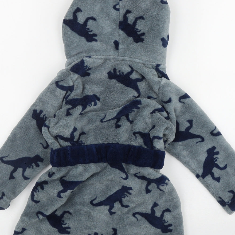 TU Boys Blue Geometric Polyester  Robe Size 12-18 Months  Tie - Dinosaur Print
