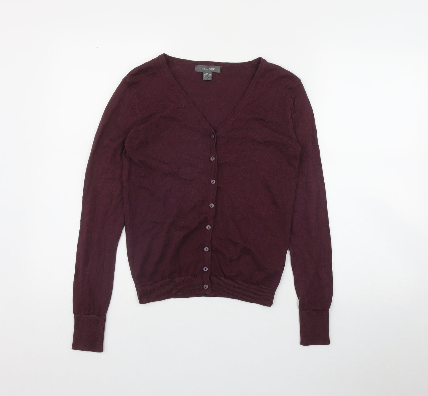 Primark Womens Purple V-Neck  Cotton Cardigan Jumper Size 6