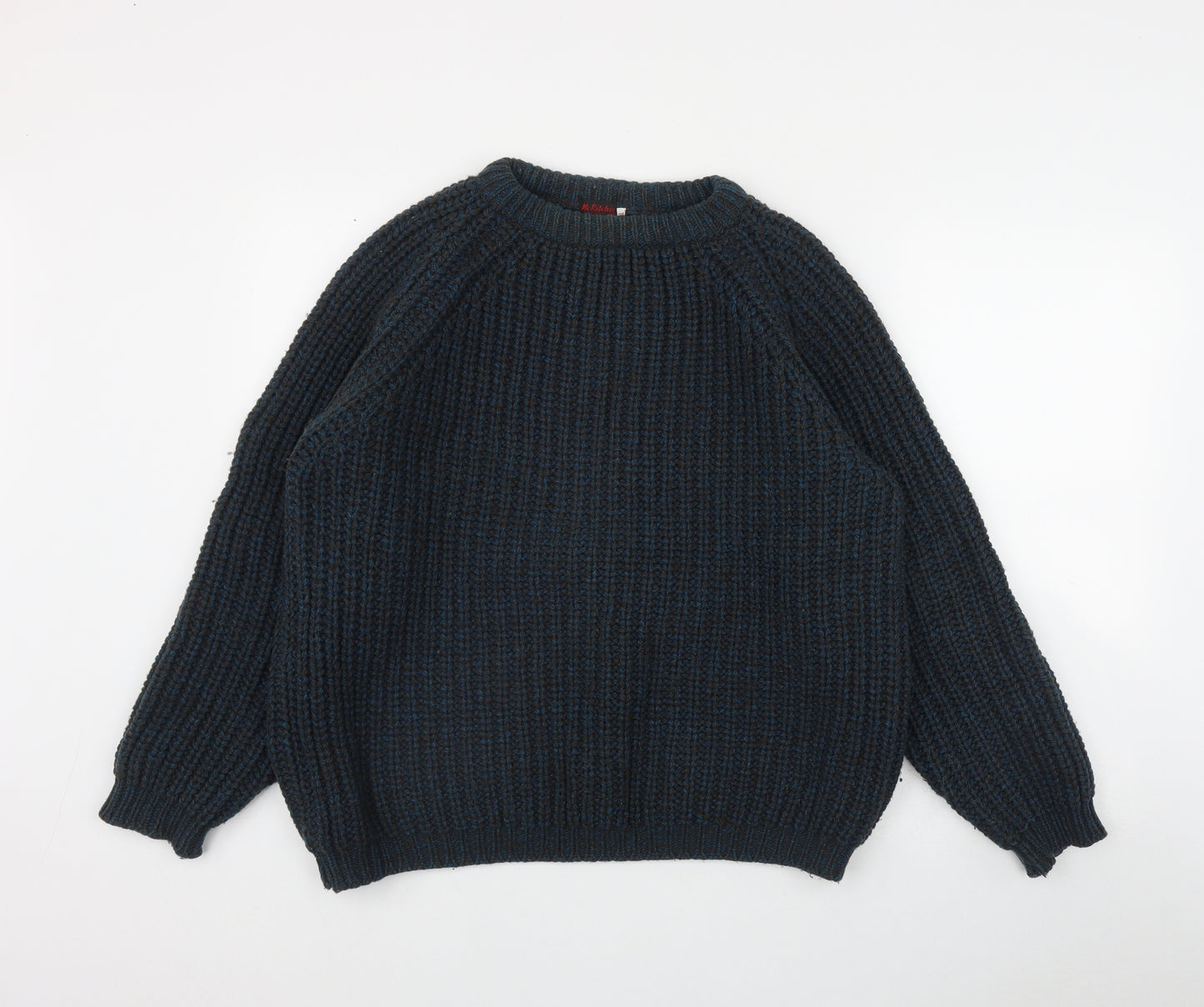 McRitchie Mens Blue Round Neck  Wool Pullover Jumper Size L