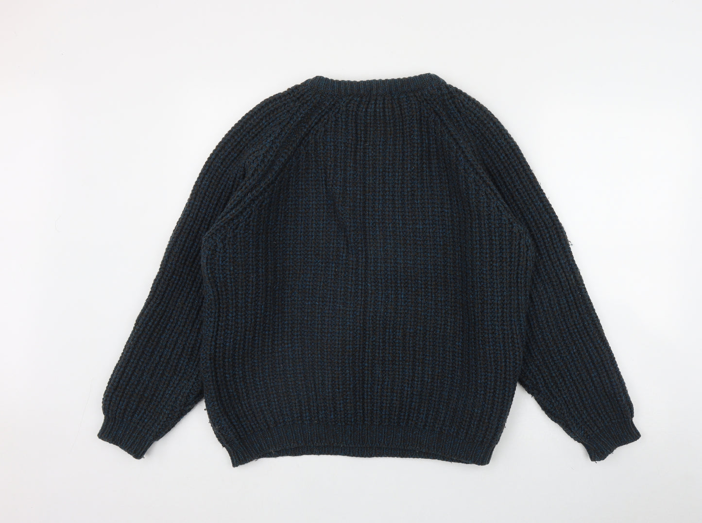 McRitchie Mens Blue Round Neck  Wool Pullover Jumper Size L