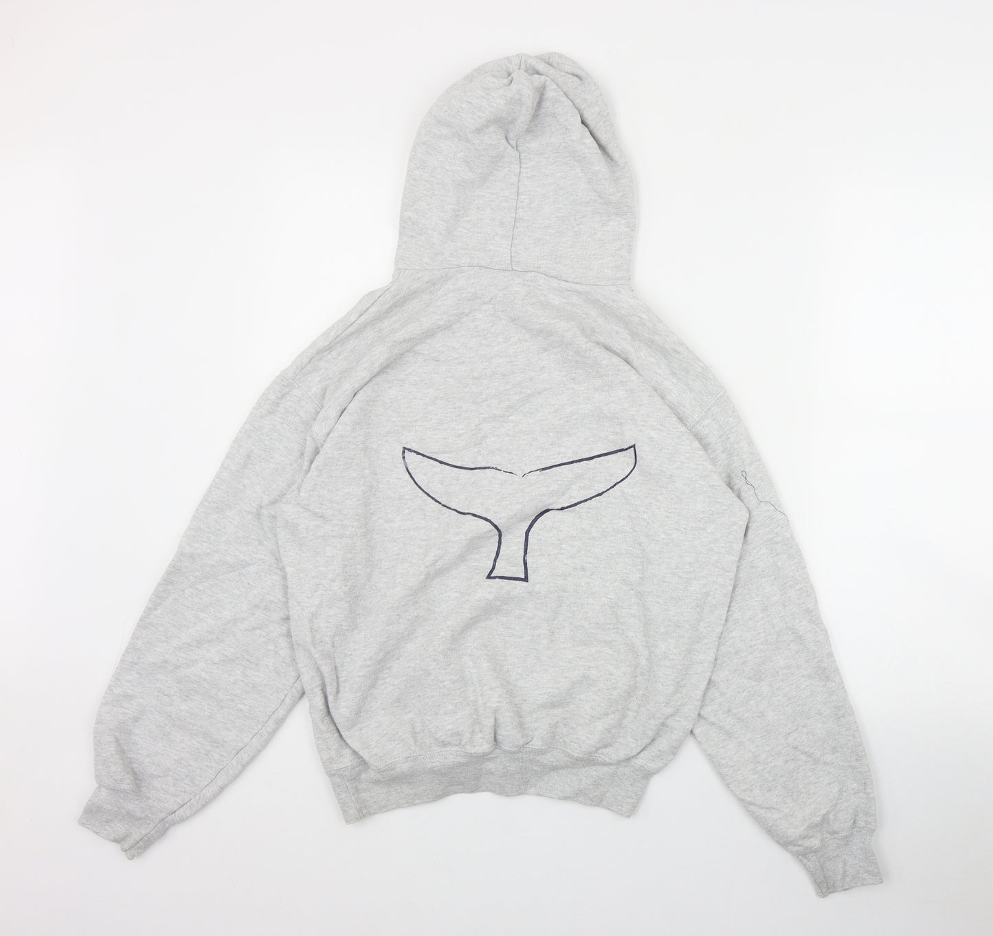 Whale of a Time clothing Mens Grey  Cotton Pullover Hoodie Size S