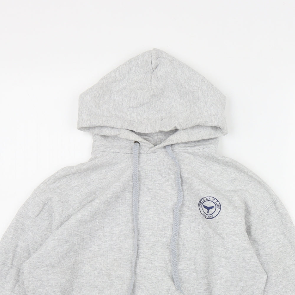 Whale of a Time clothing Mens Grey  Cotton Pullover Hoodie Size S