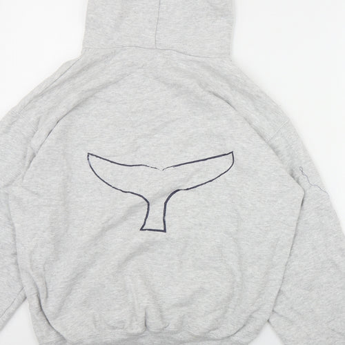 Whale of a Time clothing Mens Grey  Cotton Pullover Hoodie Size S