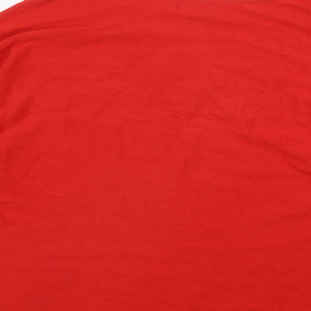 Collection Womens Red V-Neck  Polyester Pullover Jumper Size M