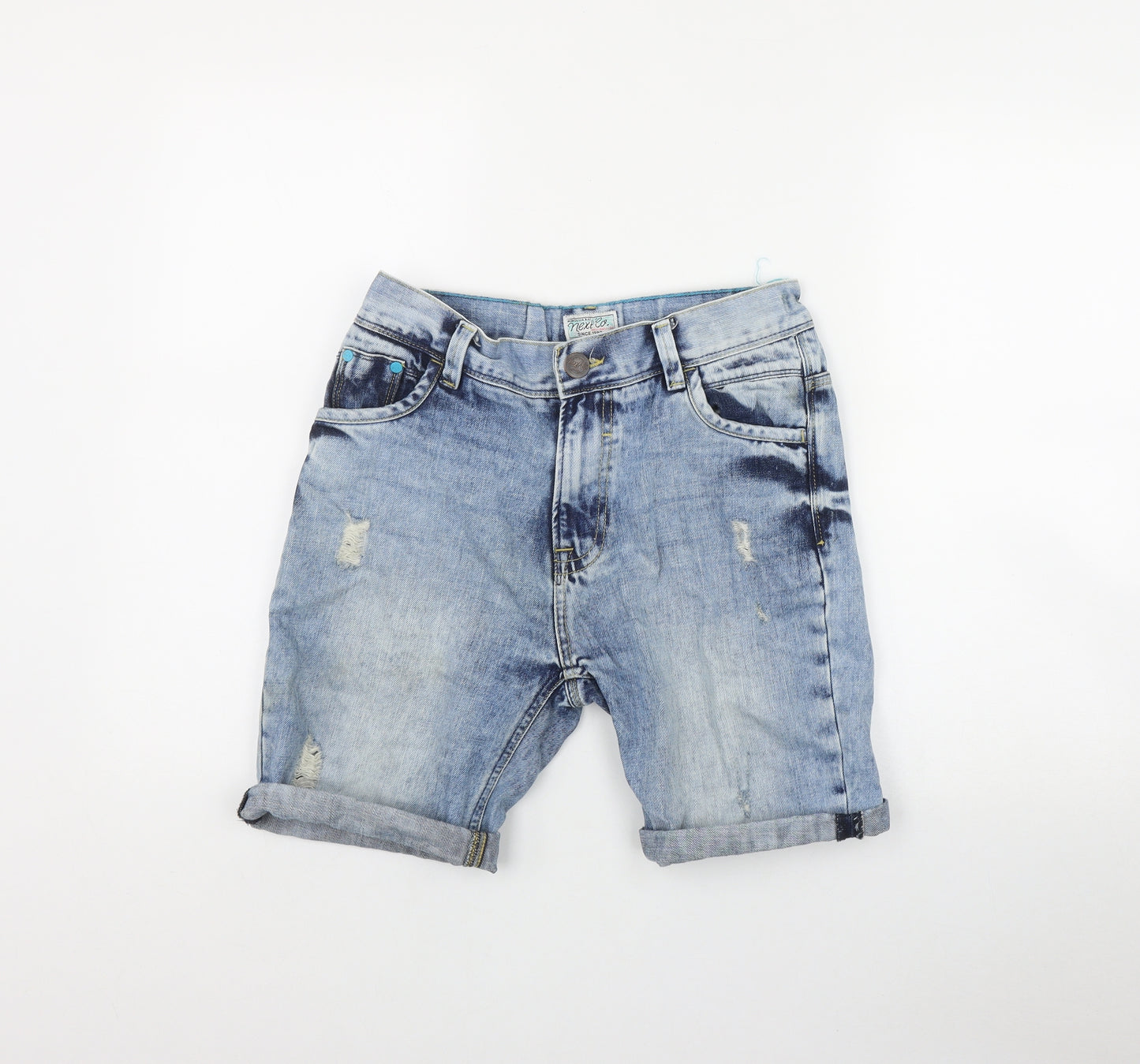 NEXT Boys Blue  Cotton Bermuda Shorts Size 14 Years  Regular Zip