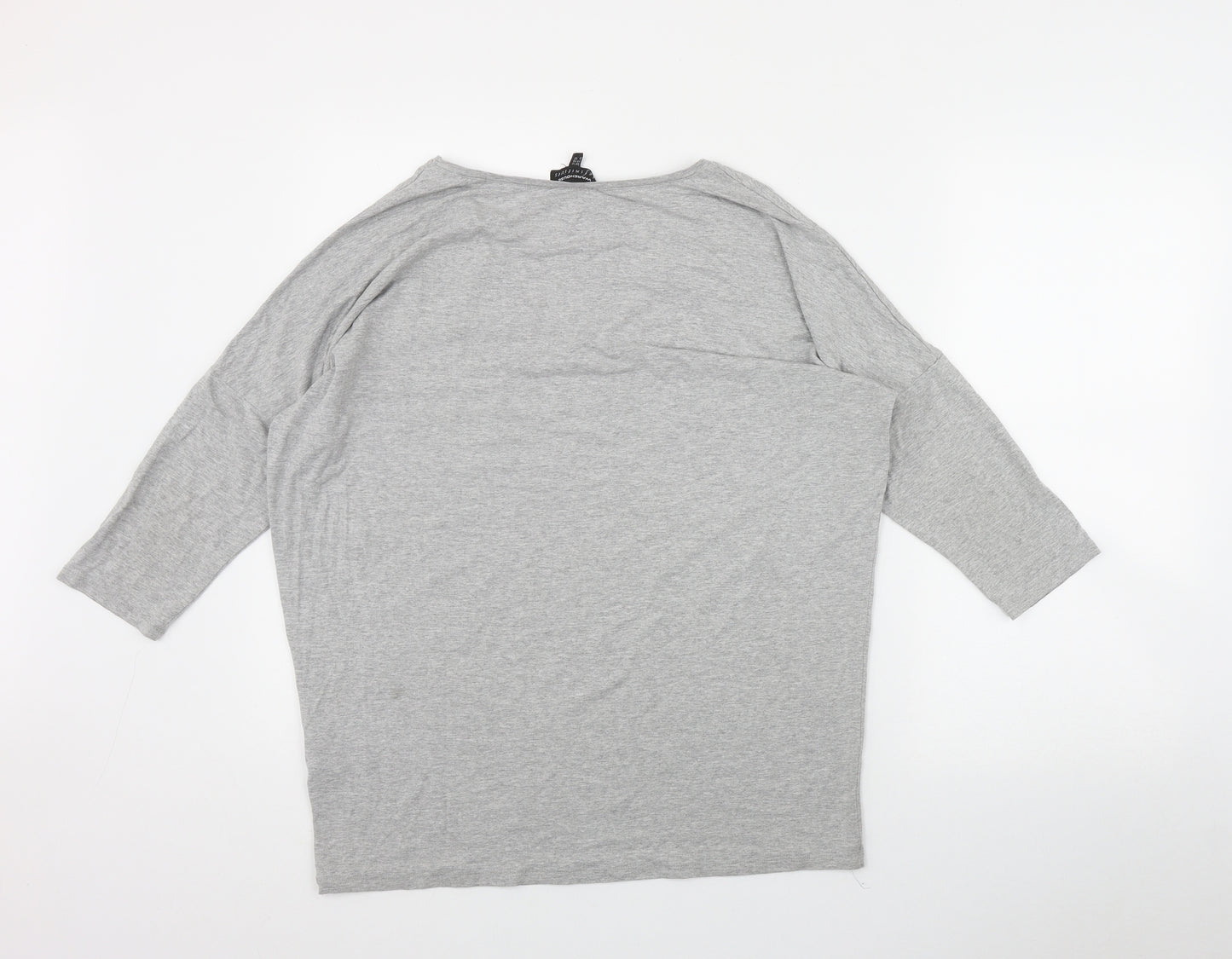 Warehouse Womens Grey  Viscose Basic T-Shirt Size 12 V-Neck
