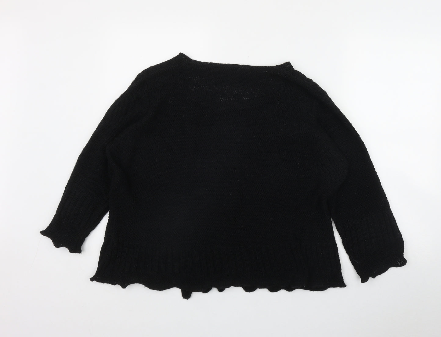 Stephens Womens Black Round Neck  Acrylic Cardigan Jumper Size 2XL