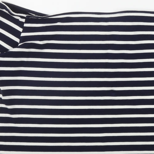 Dorothy Perkins Womens Blue Striped Cotton Basic T-Shirt Size 14 Off the Shoulder