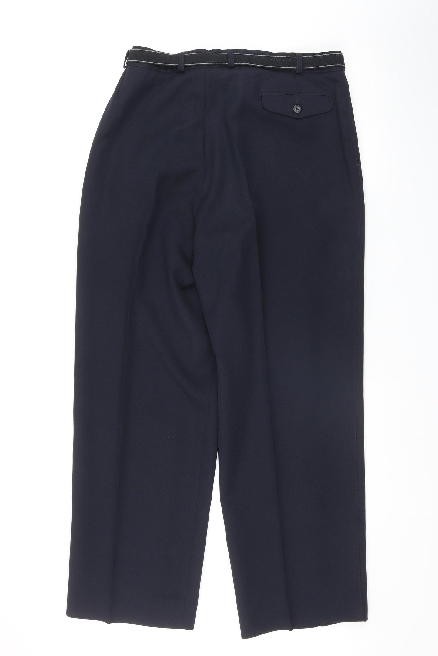 Marks and Spencer Mens Blue  Polyester Trousers  Size 38 in L30 in Regular Zip