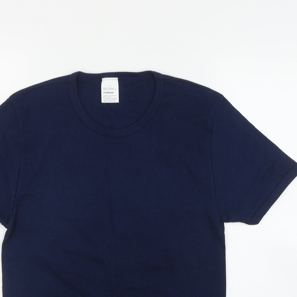 Preworn Mens Blue  Cotton  T-Shirt Size M Round Neck