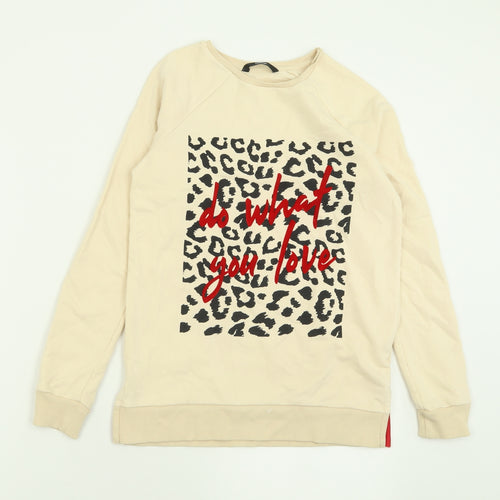 George Girls Ivory Animal Print Cotton Pullover Sweatshirt Size 10-11 Years  Pullover