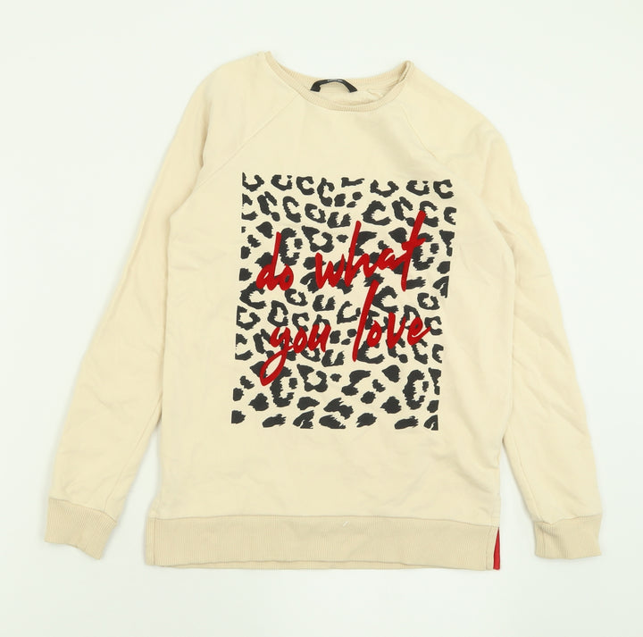 George Girls Ivory Animal Print Cotton Pullover Sweatshirt Size 10-11 Years Pullover