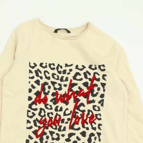George Girls Ivory Animal Print Cotton Pullover Sweatshirt Size 10-11 Years  Pullover