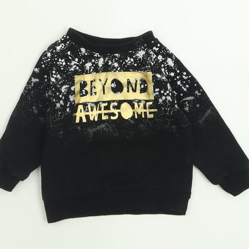 primaerk Boys Black  Cotton Pullover Jumper Size 3-6 Months  Button