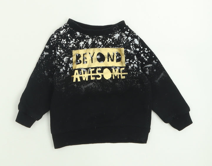 primaerk Boys Black  Cotton Pullover Jumper Size 3-6 Months  Button