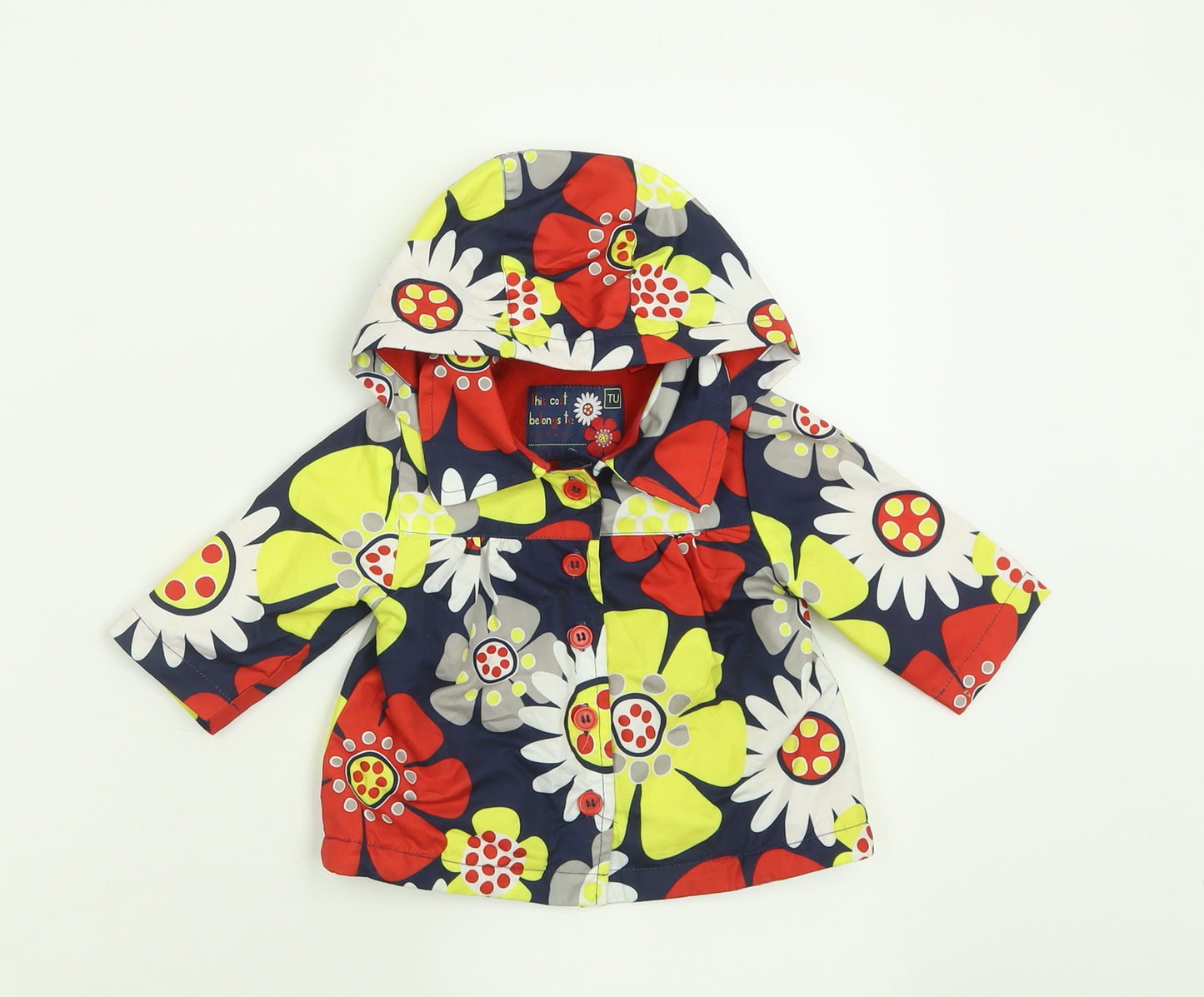TU Girls Multicoloured Floral  Basic Coat Coat Size 0-3 Months   Button