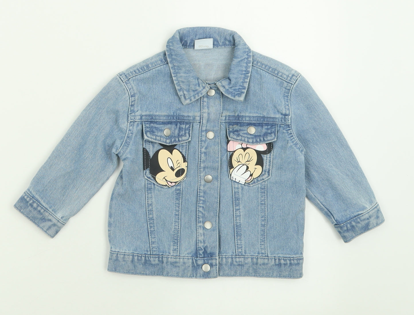 F&F Girls Blue   Basic Jacket Jacket Size 9-12 Months   Button - Minnie Mouse