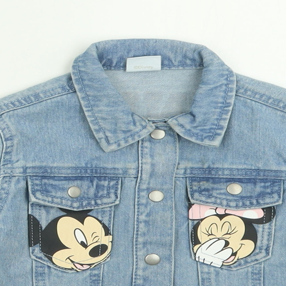 F&F Girls Blue   Basic Jacket Jacket Size 9-12 Months   Button - Minnie Mouse