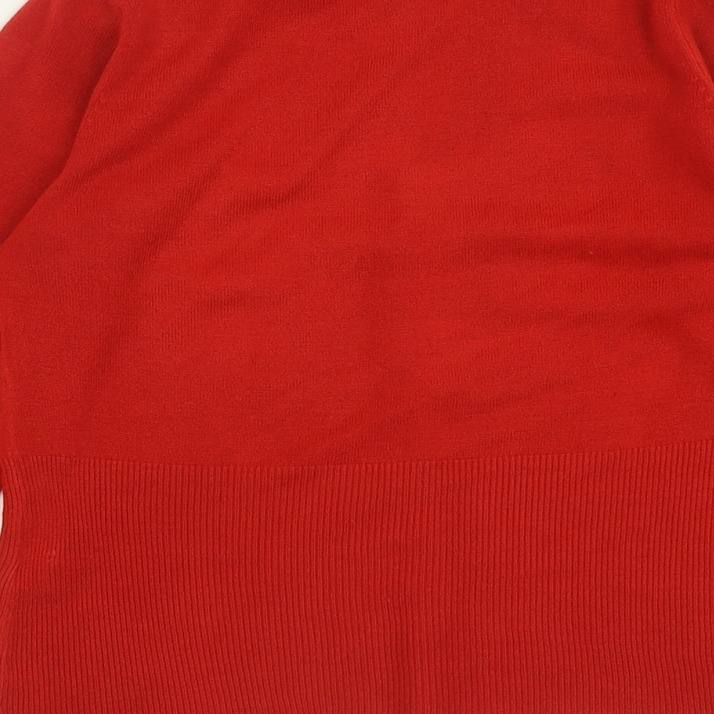 Per Una Womens Red Crew Neck  Acrylic Cardigan Jumper Size 14