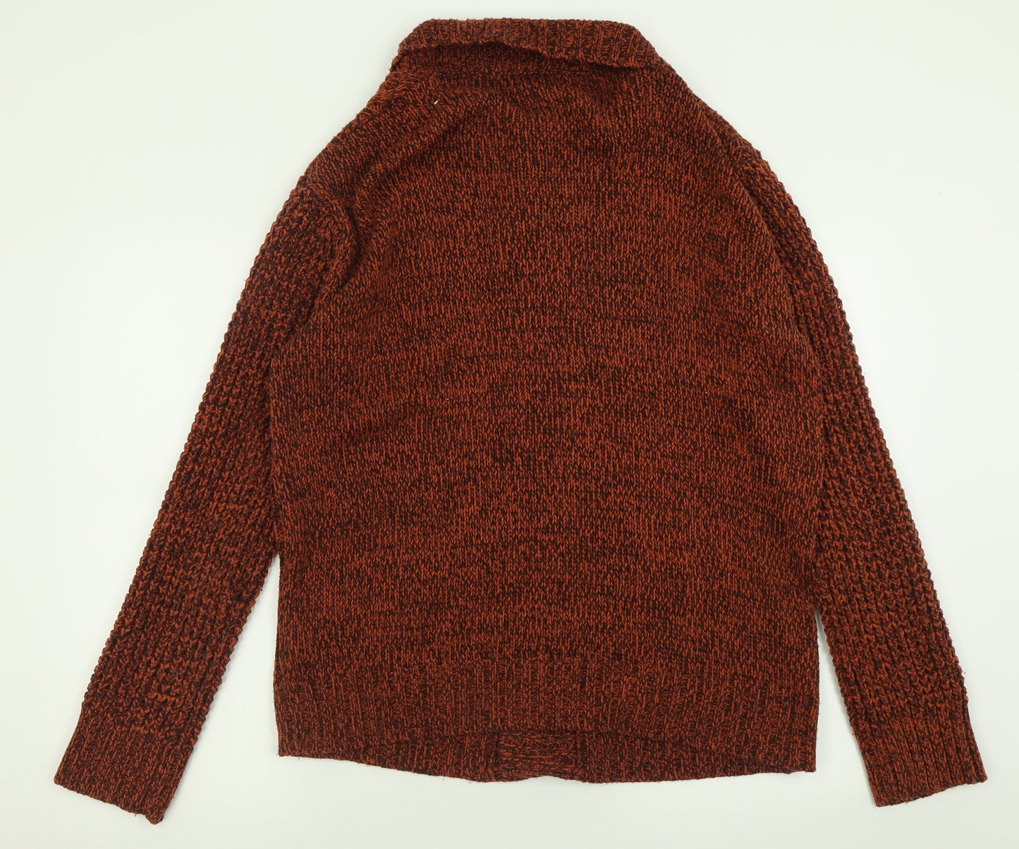 Primark Mens Orange High Neck  Acrylic Cardigan Jumper Size XL