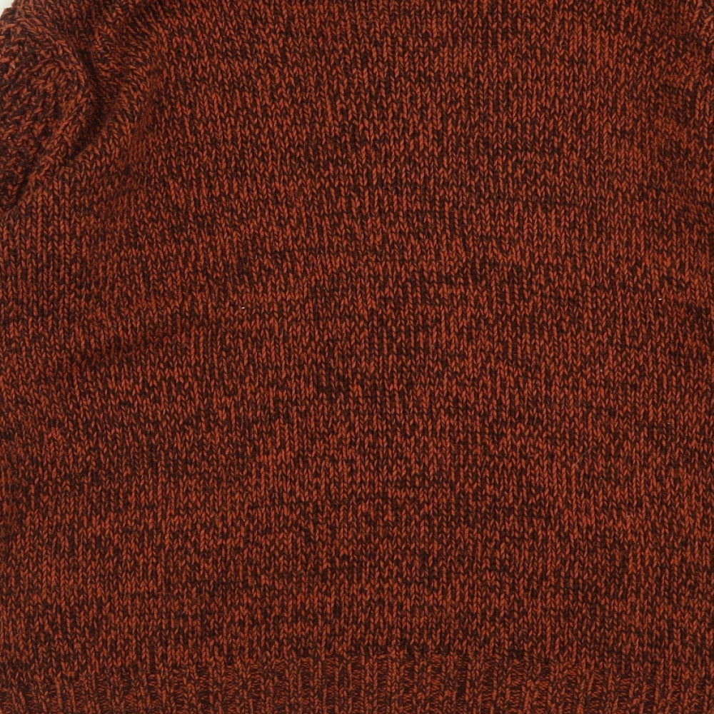 Primark Mens Orange High Neck  Acrylic Cardigan Jumper Size XL
